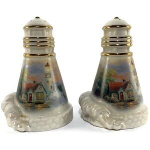 Lenox Thomas Kinkade Collection Lighthouse Salt & Pepper Shaker Set